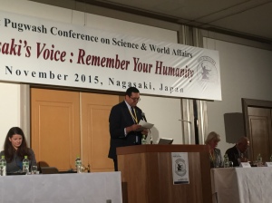 Outgoing ISYP Chair Karim Kadry reads ISYP Nagasaki vision statement